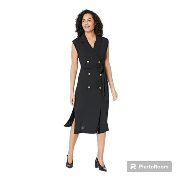 Michael Kors Women's Button Front Belted Dress Black Size Small - Picture 6 of 7